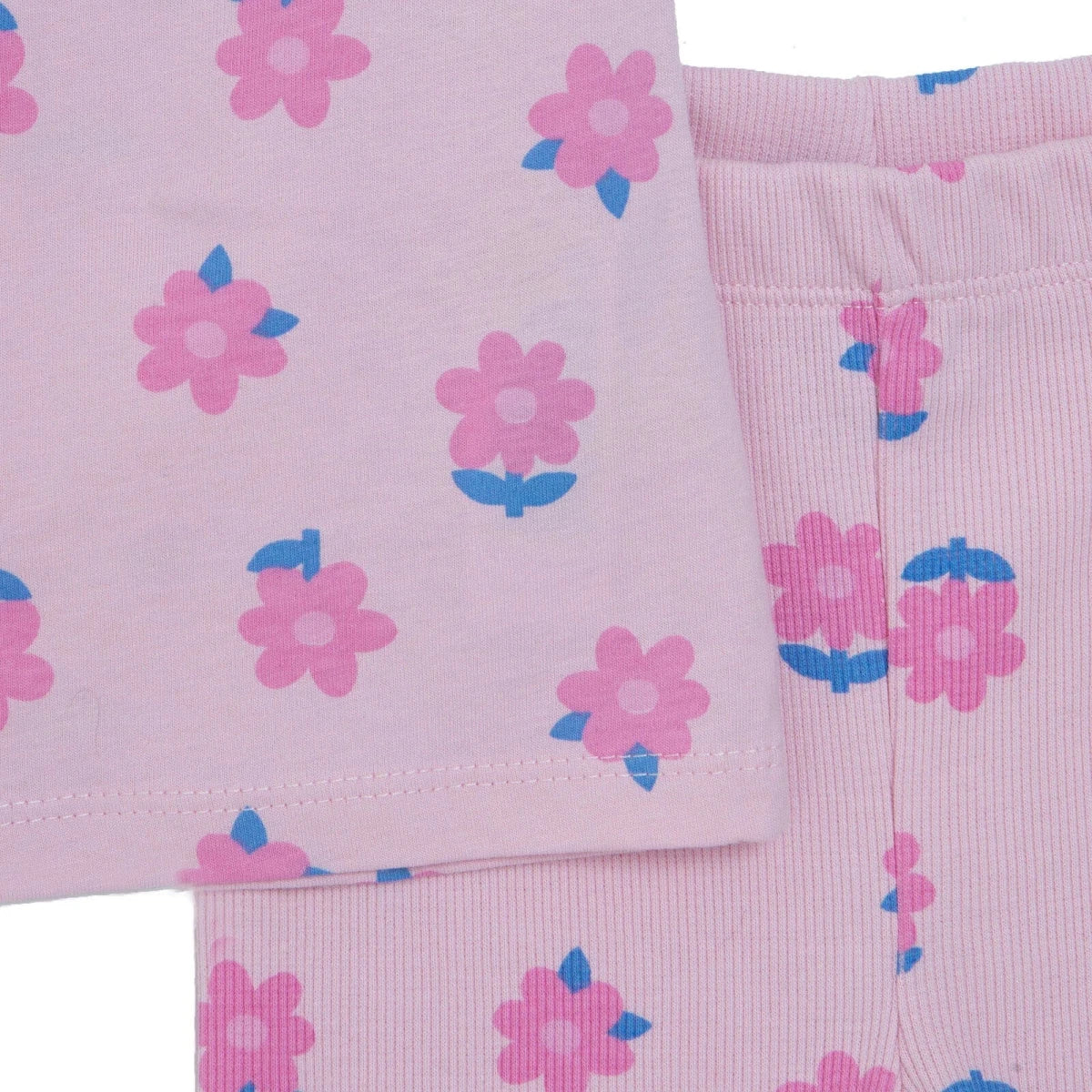HelloBaby Girls Blouse & Leggings Set Floral Print Ditsy Flower Crew Neck Full Length Short Sleeve - Pink Printed - Image 4