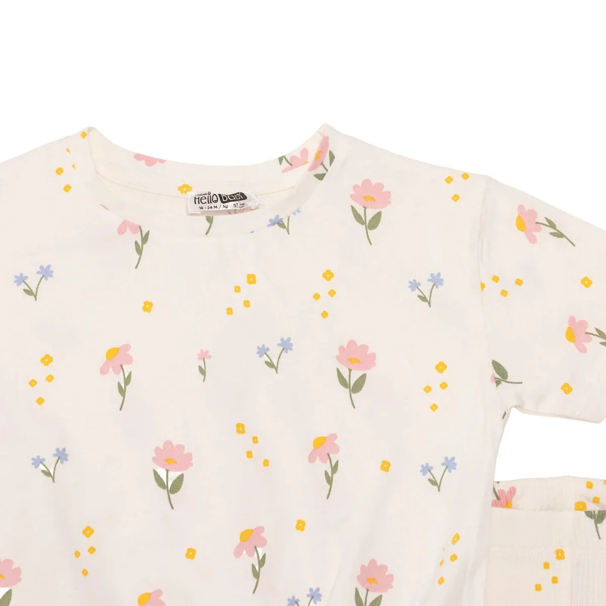 HelloBaby Girls Blouse & Leggings Set Floral Print Flower Garden Crew Neck Full Length Short Sleeve - Ecru Printed - Image 5