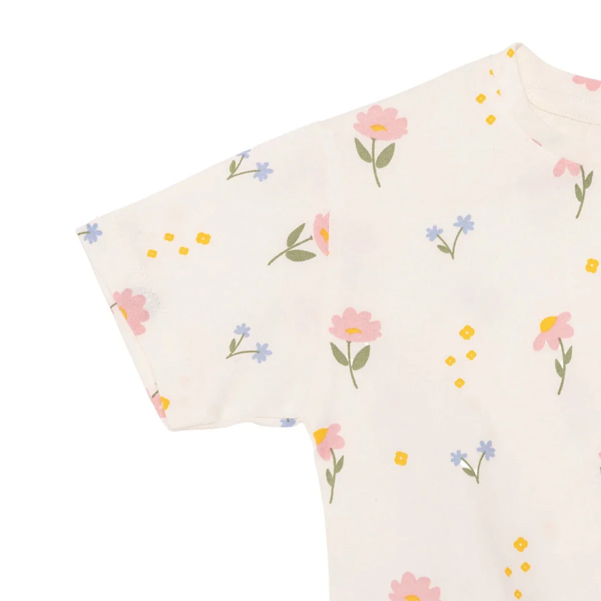 HelloBaby Girls Blouse & Leggings Set Floral Print Flower Garden Crew Neck Full Length Short Sleeve - Ecru Printed - Image 6