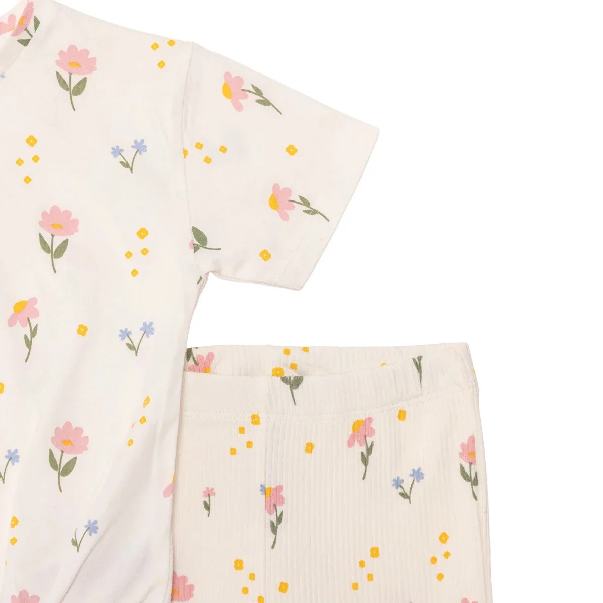 HelloBaby Girls Blouse & Leggings Set Floral Print Flower Garden Crew Neck Full Length Short Sleeve - Ecru Printed - Image 7