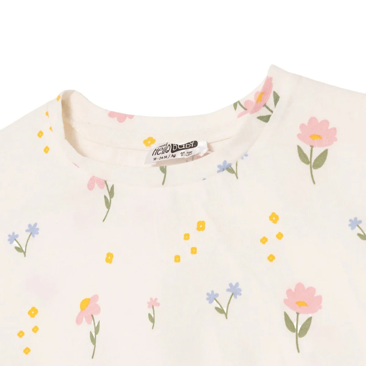 HelloBaby Girls Blouse & Leggings Set Floral Print Flower Garden Crew Neck Full Length Short Sleeve - Ecru Printed - Image 8