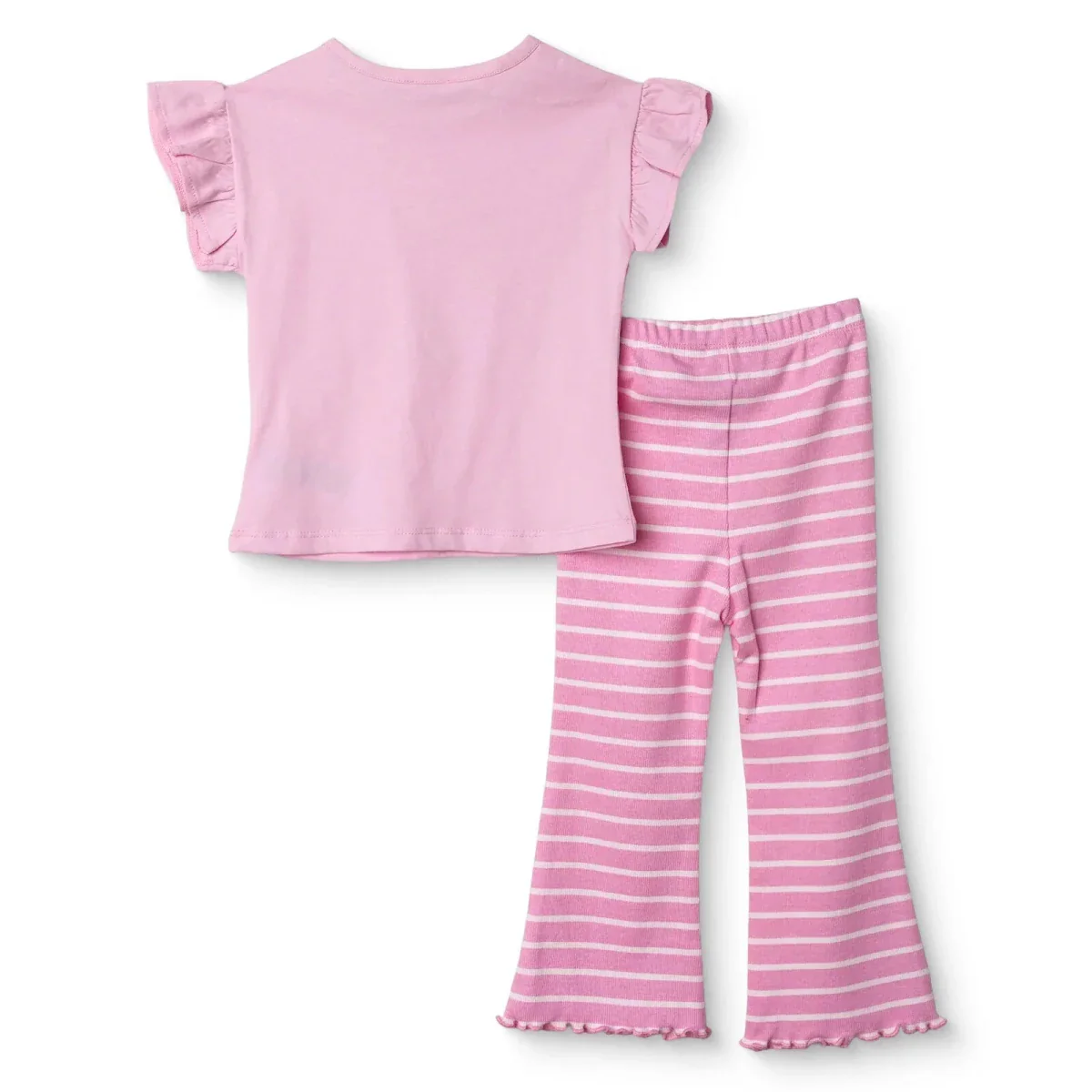 HelloBaby Girls Blouse & Leggings Set Heart Print Ditsy Flower Crew Neck Full Length Short Sleeve - Pink - Image 2