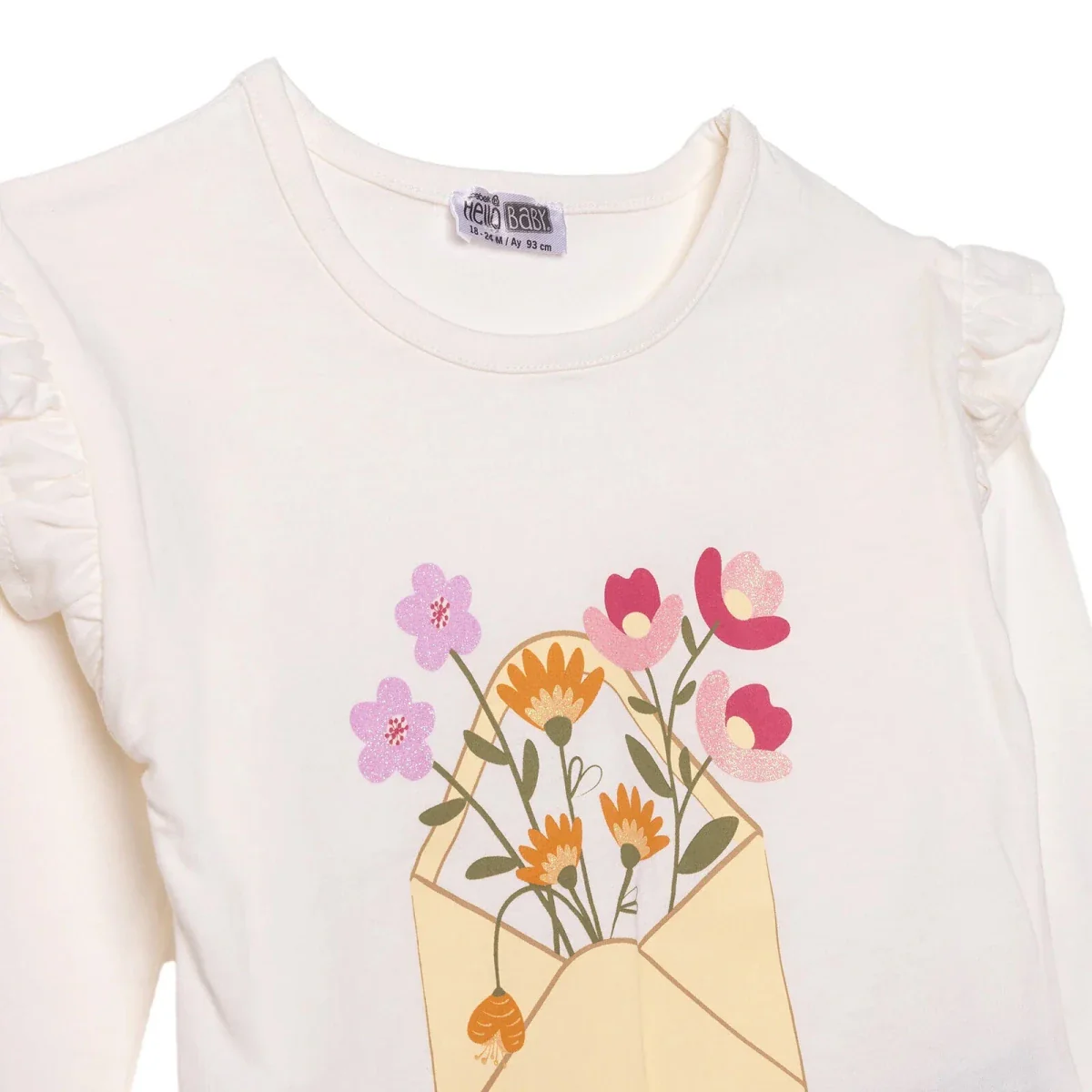 HelloBaby Girls Blouse & Leggings Set Pastel Dreams Crew Neck Full Length Long Sleeve - Ecru - Image 3