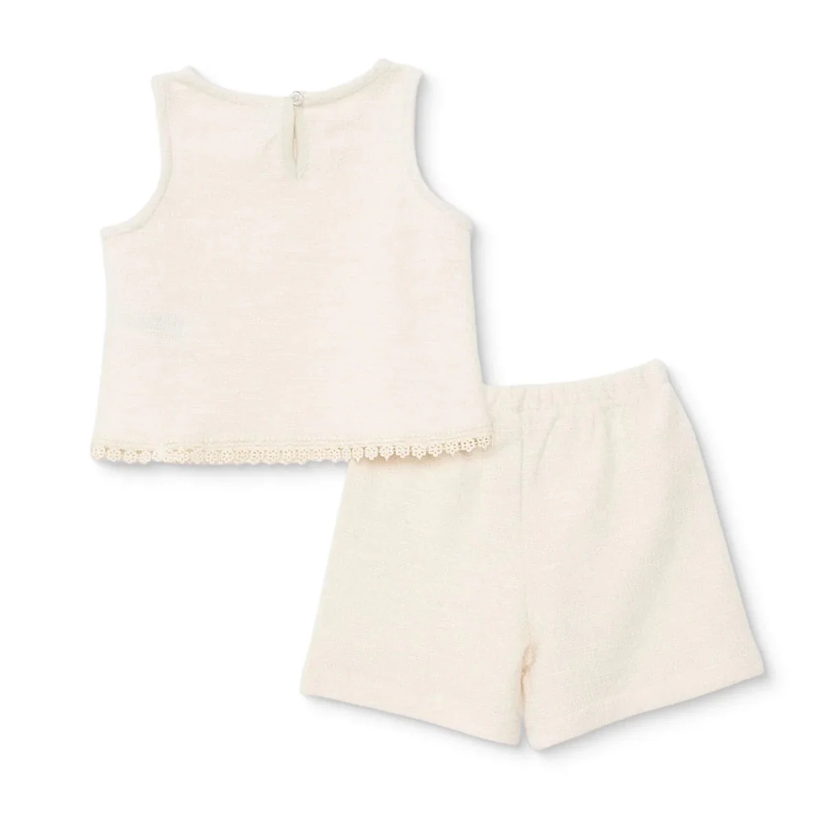 HelloBaby Girls Blouse & Shorts Set Pastel Dreams Crew Neck Short Length Sleeveless - Ecru - Image 2