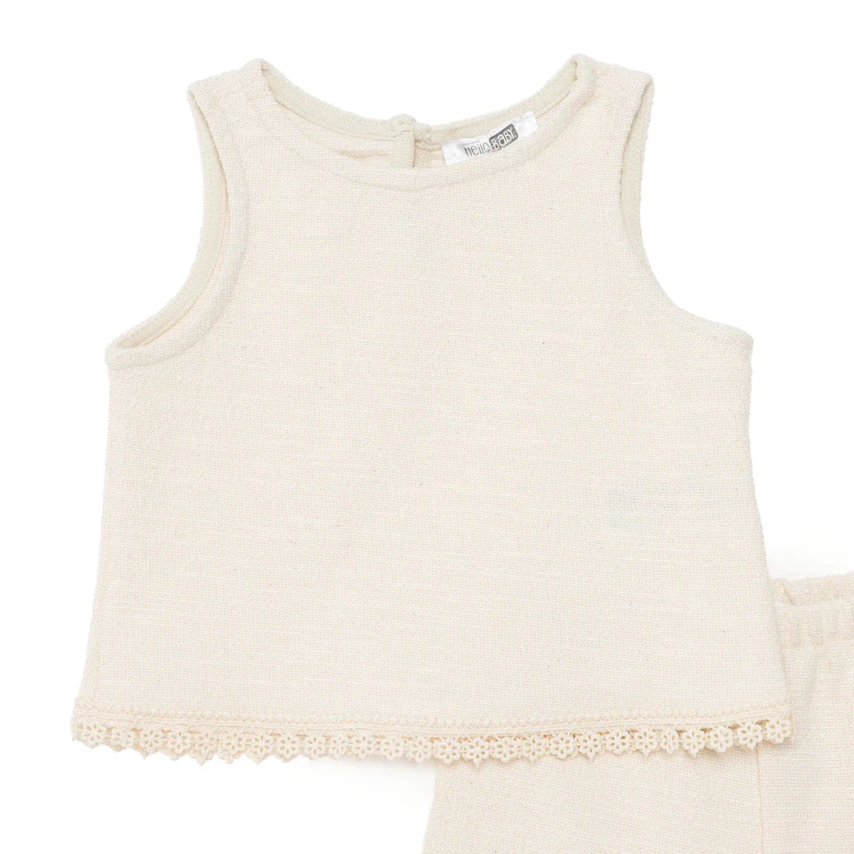 HelloBaby Girls Blouse & Shorts Set Pastel Dreams Crew Neck Short Length Sleeveless - Ecru - Image 3