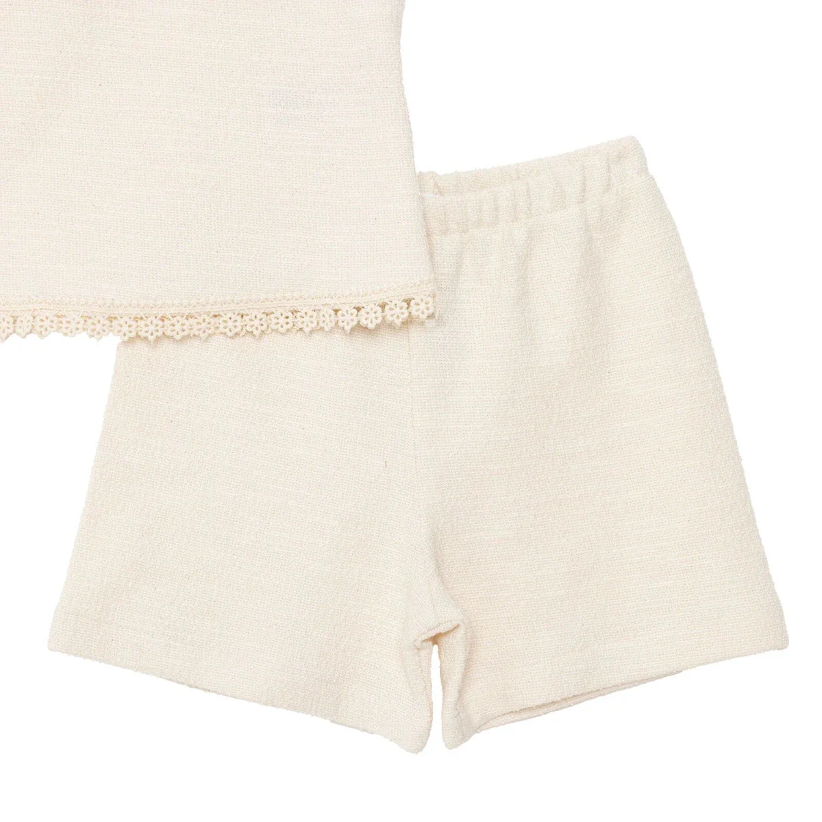 HelloBaby Girls Blouse & Shorts Set Pastel Dreams Crew Neck Short Length Sleeveless - Ecru - Image 4