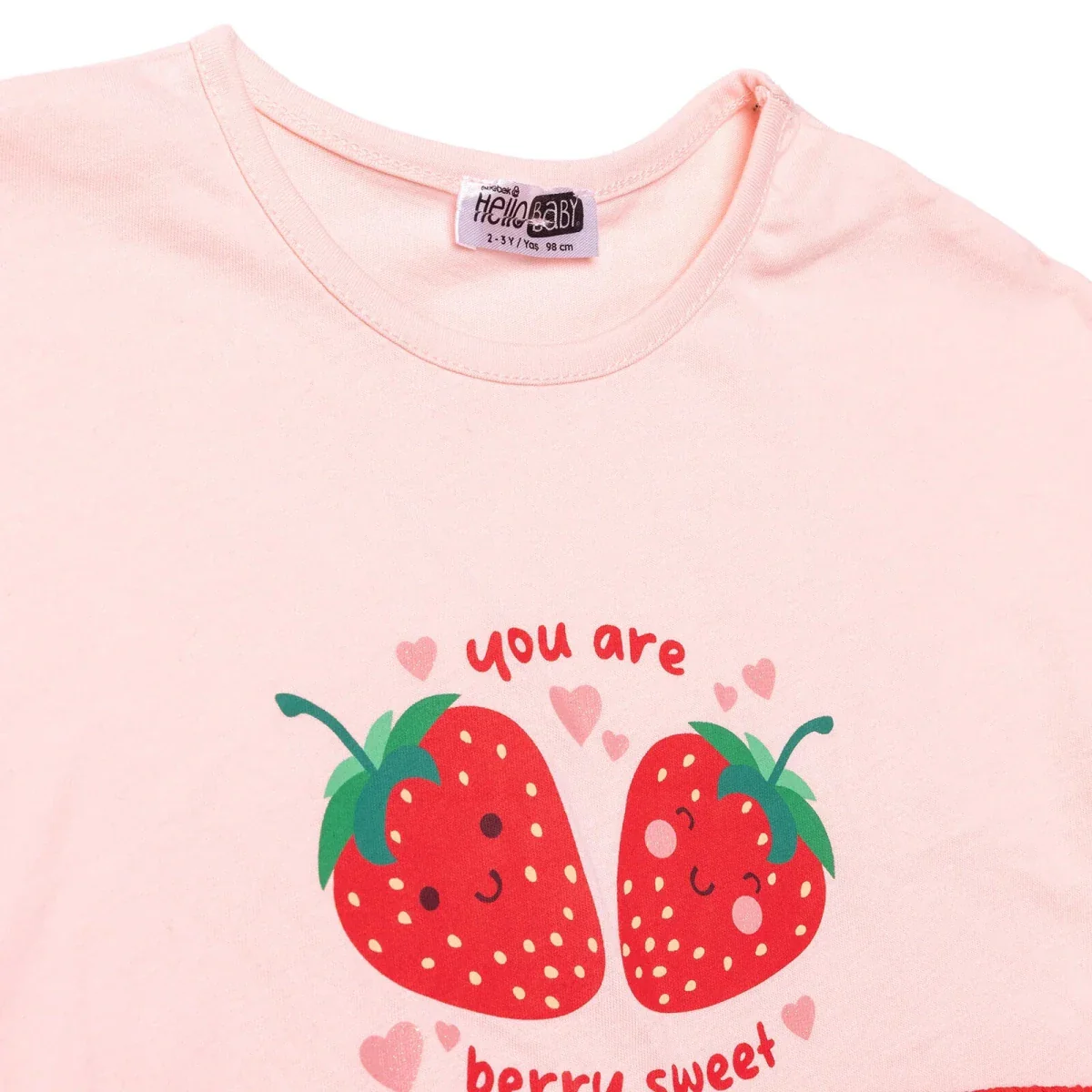 HelloBaby Girls Blouse & Shorts Set Strawberry Print Berry Belle Crew Neck Short Length Short Sleeve - Pink - Image 3