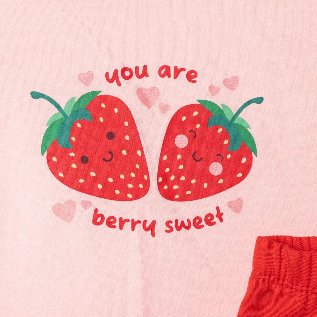 HelloBaby Girls Blouse & Shorts Set Strawberry Print Berry Belle Crew Neck Short Length Short Sleeve - Pink - Image 4