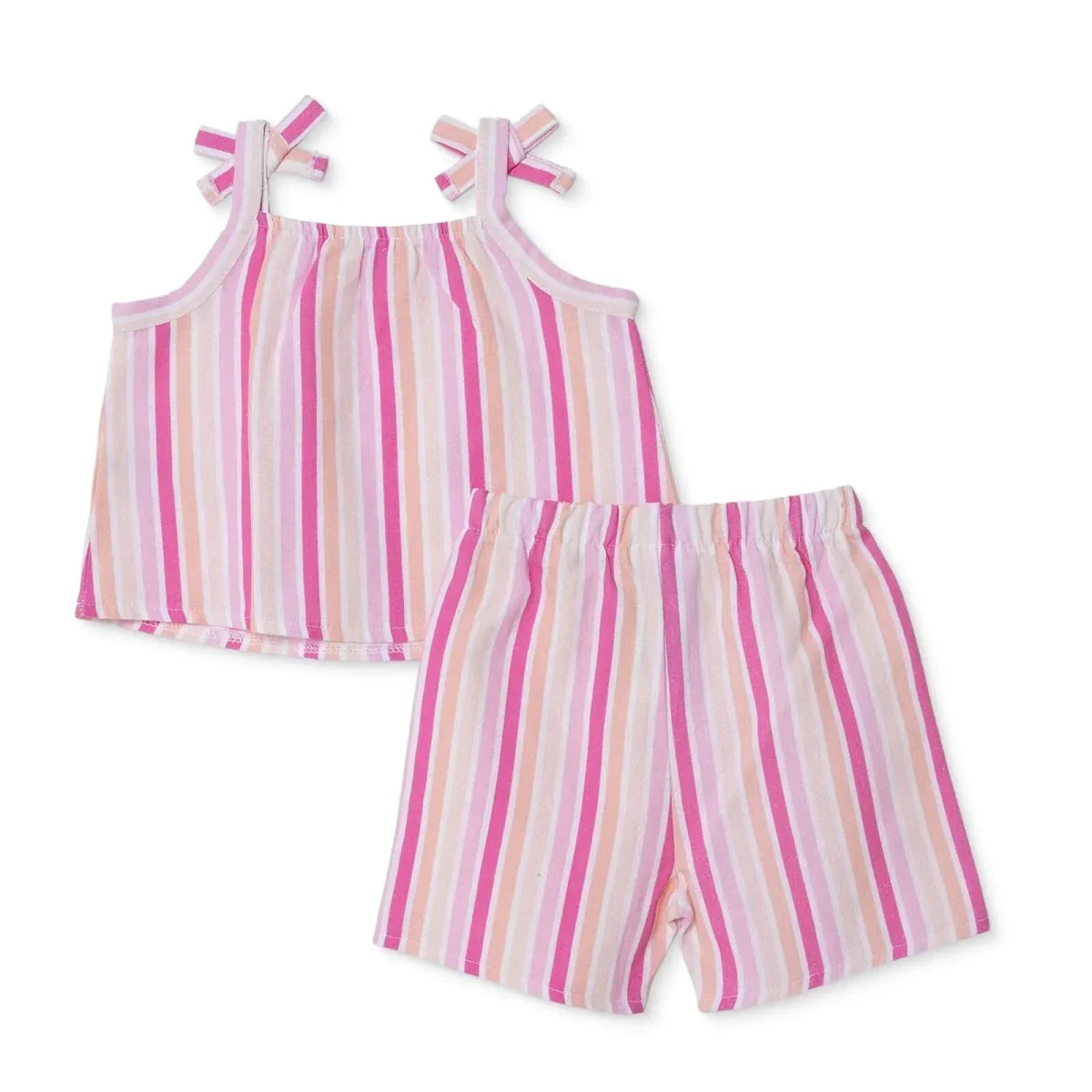 HelloBaby Girls Blouse-Shorts Striped Styled Collar - Pink Printed - Image 2