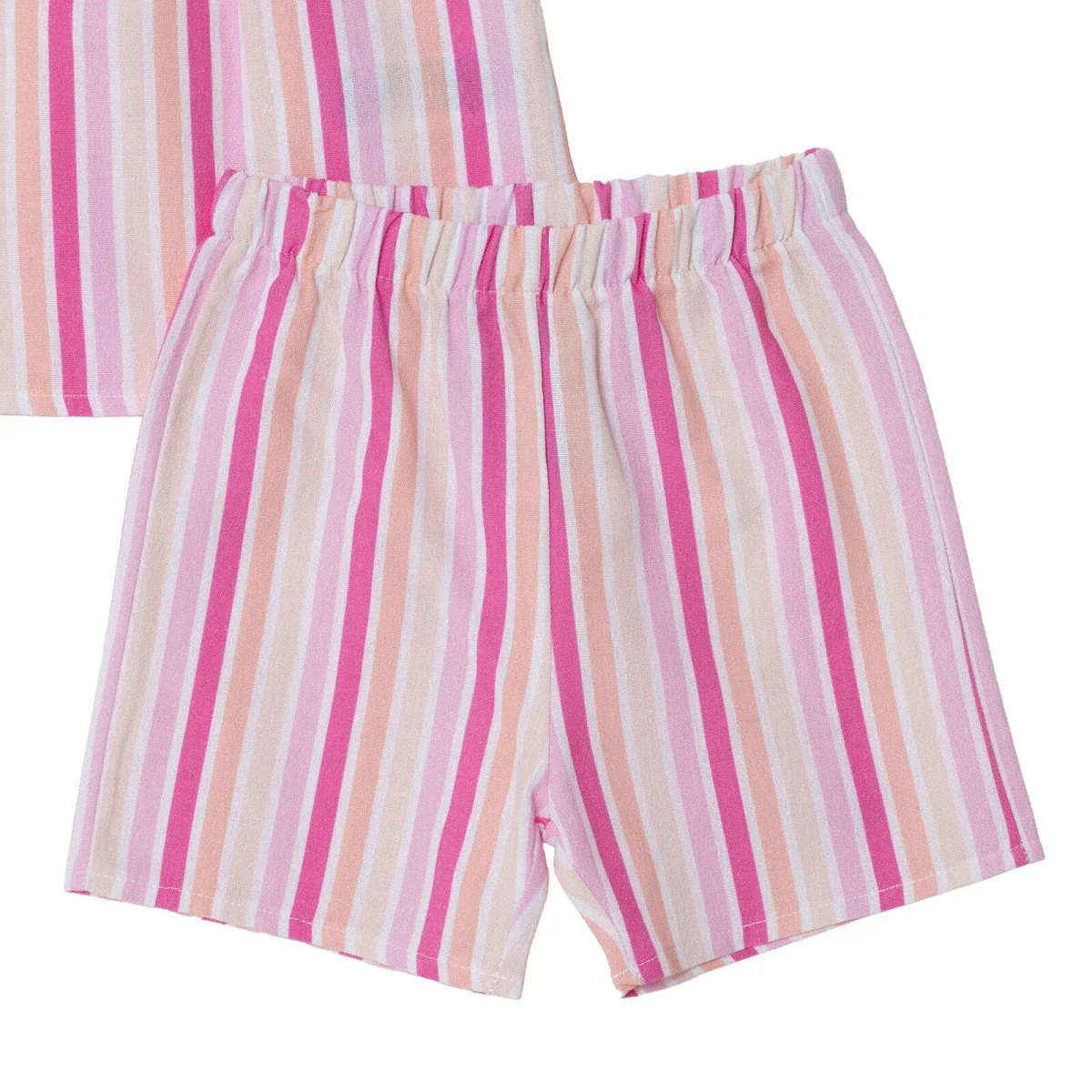 HelloBaby Girls Blouse-Shorts Striped Styled Collar - Pink Printed - Image 4