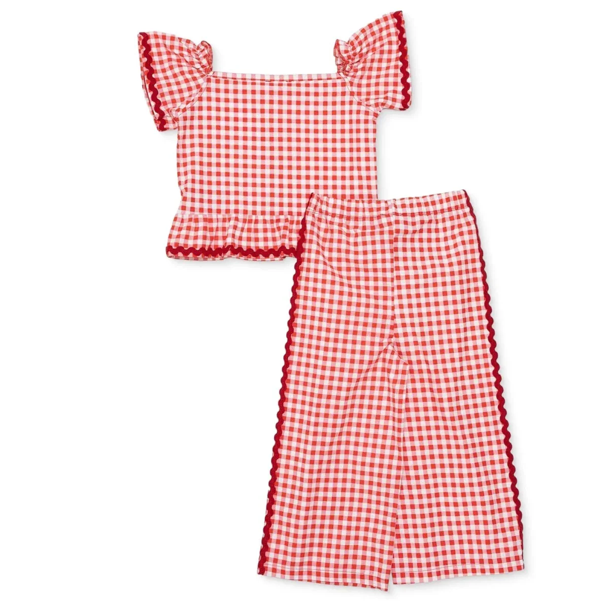 HelloBaby Girls Blouse & Trousers Set Check Print Buttoned Berry Belle Decorative Collar Full Length - Pink - Image 2