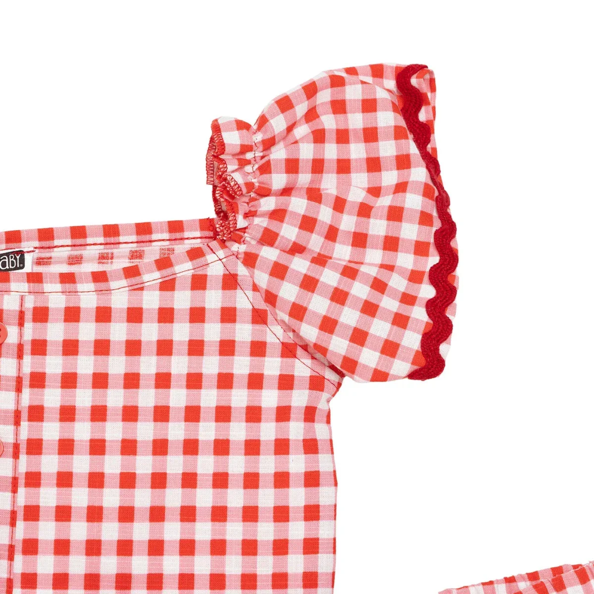 HelloBaby Girls Blouse & Trousers Set Check Print Buttoned Berry Belle Decorative Collar Full Length - Pink - Image 7