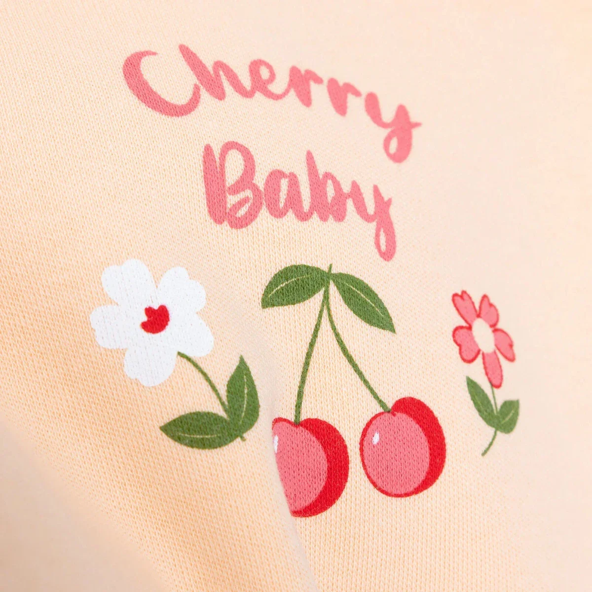 HelloBaby Girls Body-Footed Bottom-Hat Cherry with Poppers Crew Neck Long Leg Long Sleeve - Light Pink - Image 6