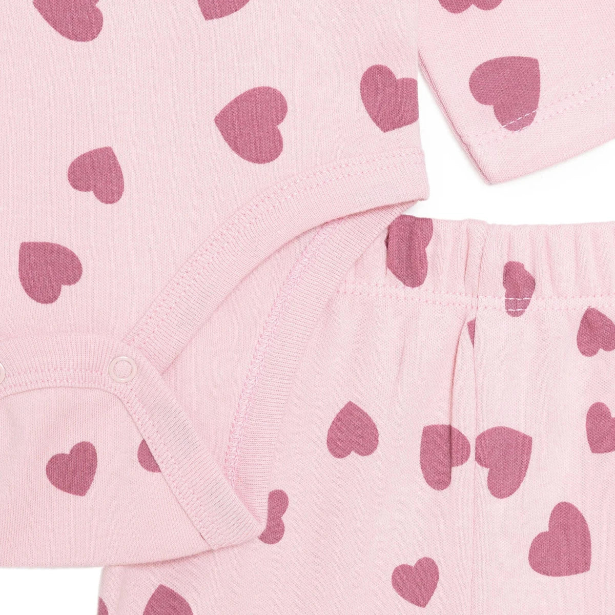 HelloBaby Girls Body-Footed Bottom-Hat Heart Crew Neck Long Leg Long Sleeve - Pink - Image 6