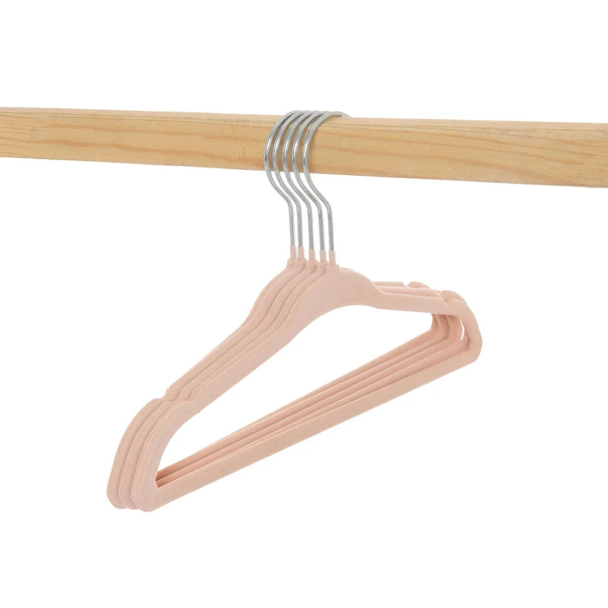 HelloBaby 5 Pack Velvet Baby Clothes Hangers - Soft Pink - Image 4