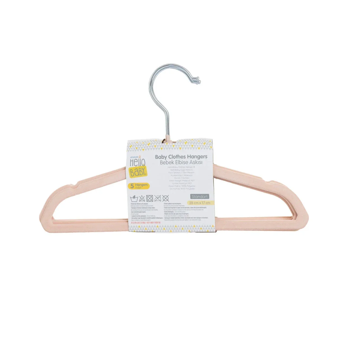 HelloBaby 5 Pack Velvet Baby Clothes Hangers - Soft Pink - Image 7