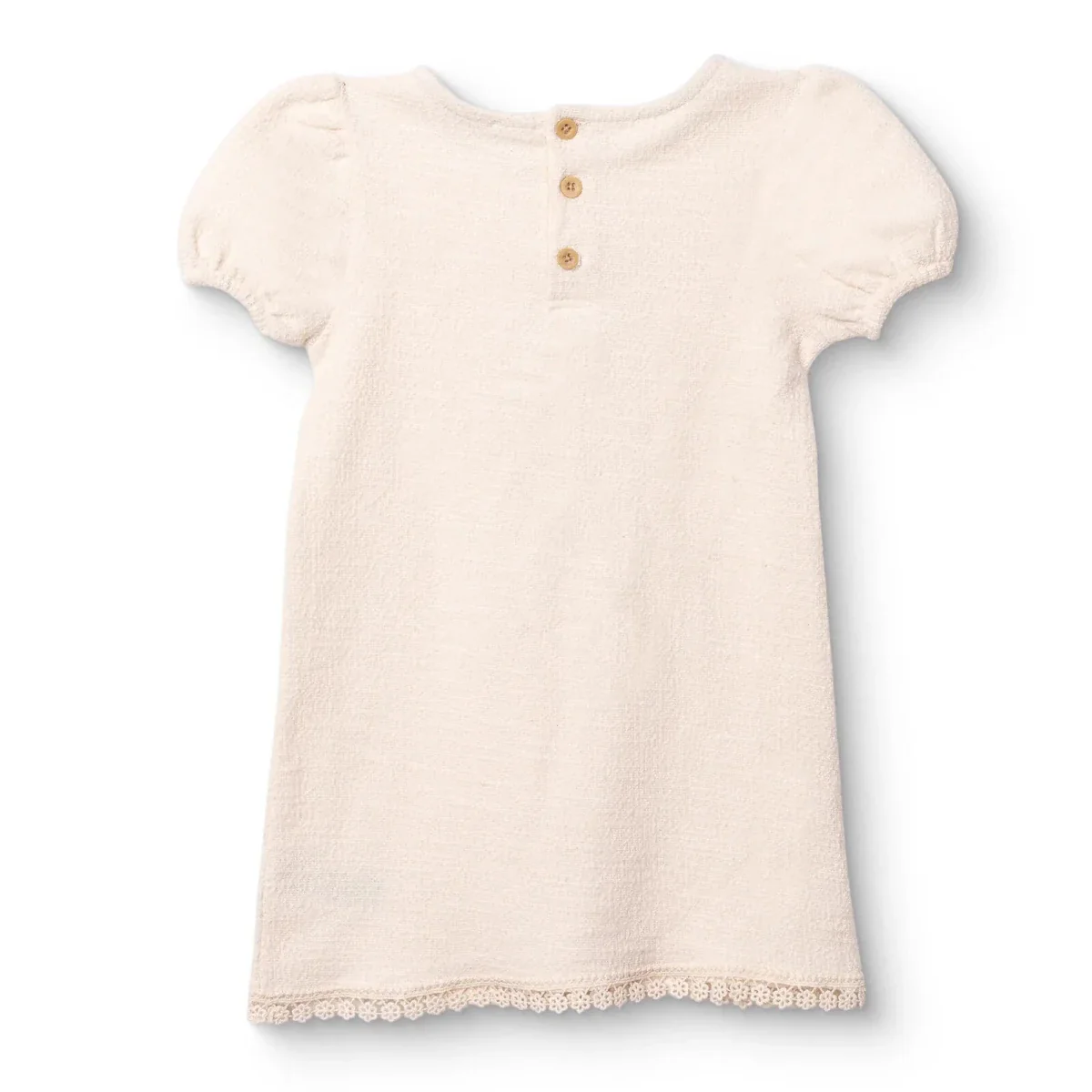 HelloBaby Girls Dress Bow Pastel Dreams Crew Neck Short Sleeve - Ecru - Image 2