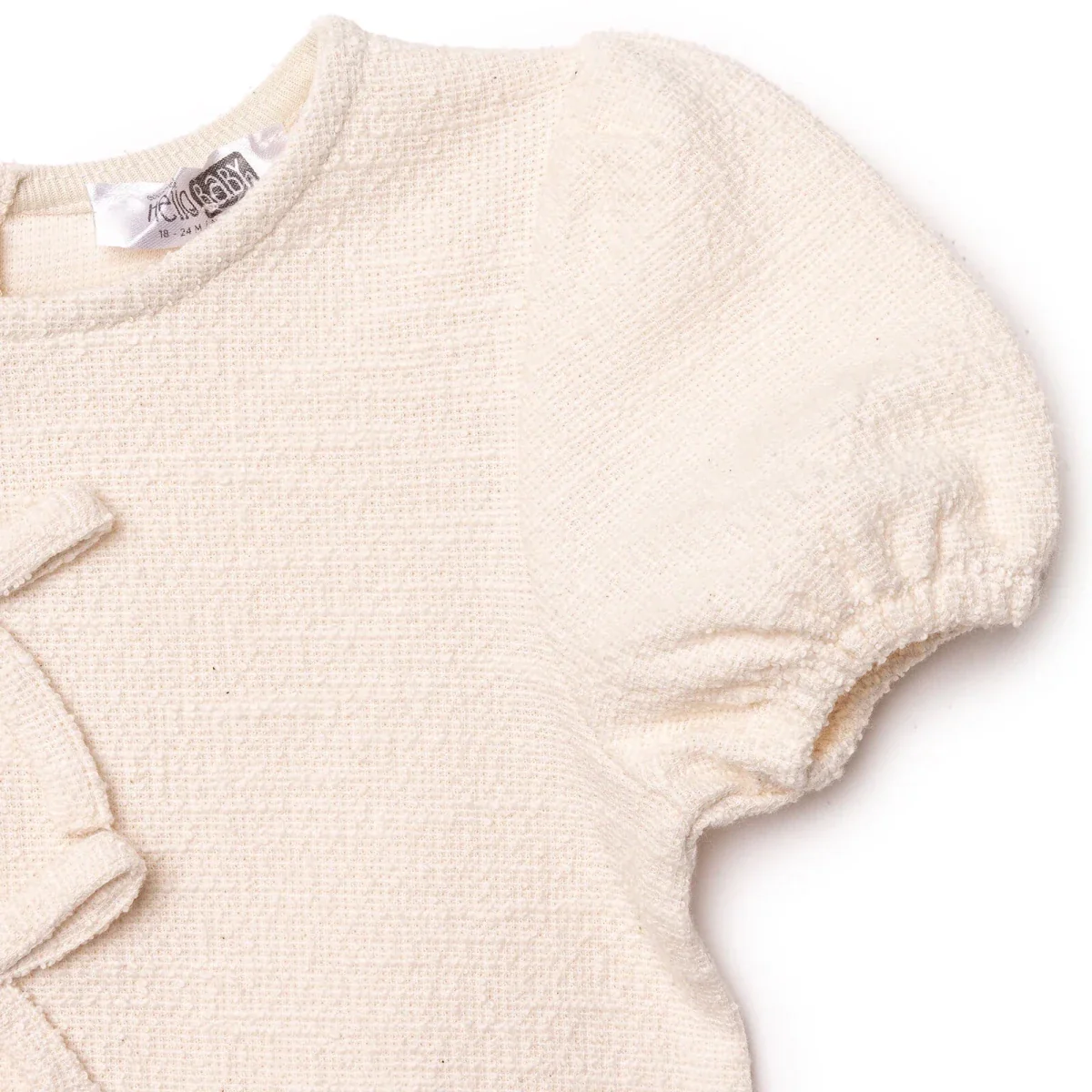 HelloBaby Girls Dress Bow Pastel Dreams Crew Neck Short Sleeve - Ecru - Image 6