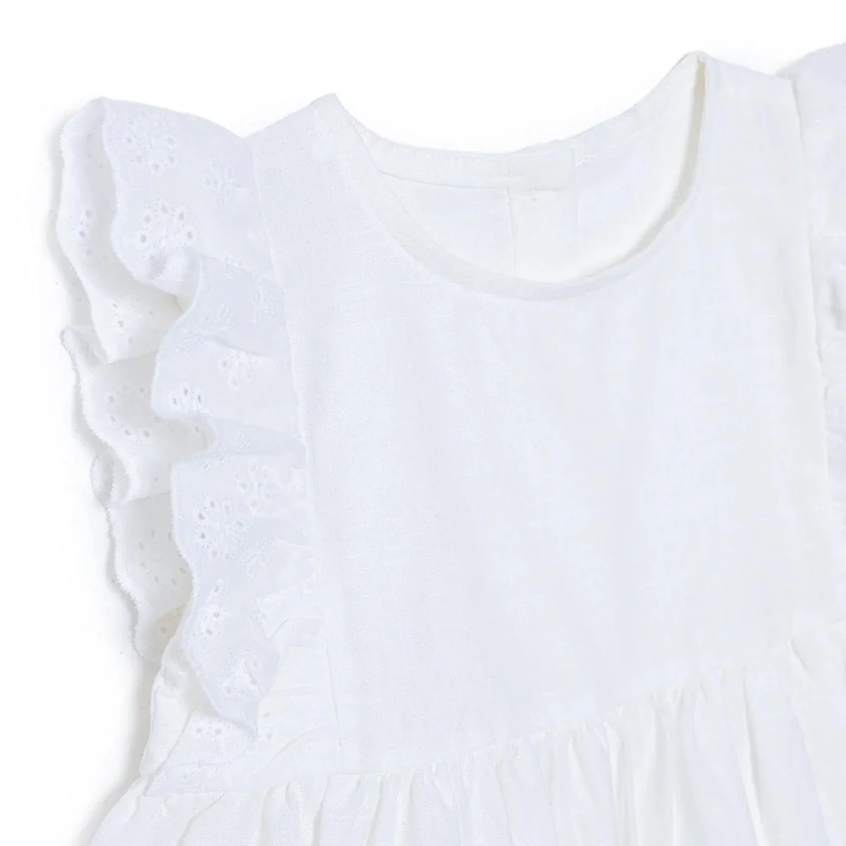 HelloBaby Girls Dress Buttoned Berry Belle Crew Neck Short Sleeve - Ecru - Image 3