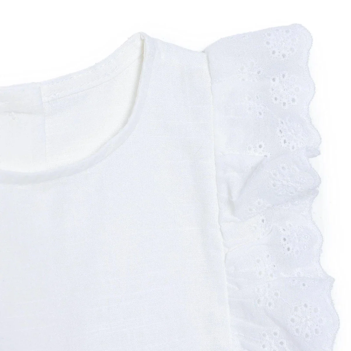 HelloBaby Girls Dress Buttoned Berry Belle Crew Neck Short Sleeve - Ecru - Image 4