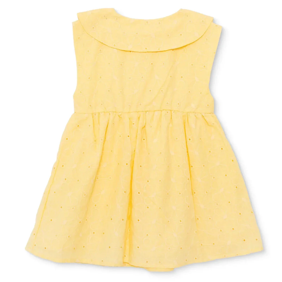HelloBaby Girls Dress Buttoned Ditsy Flower Peter Pan Collar Short Sleeve - Yellow - Image 2