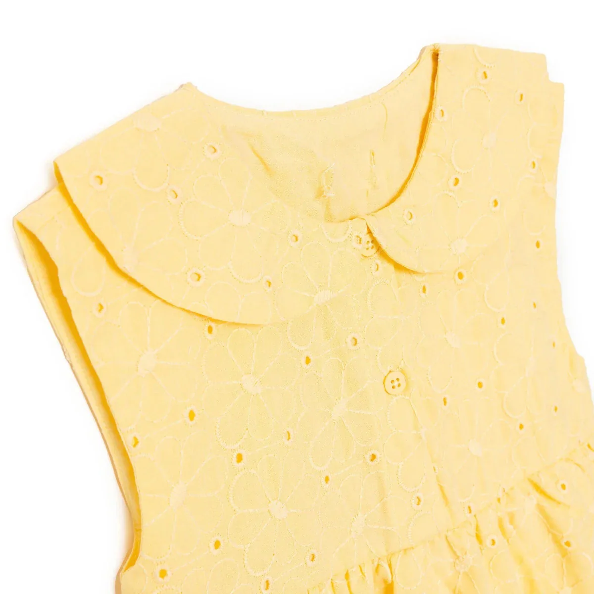 HelloBaby Girls Dress Buttoned Ditsy Flower Peter Pan Collar Short Sleeve - Yellow - Image 3