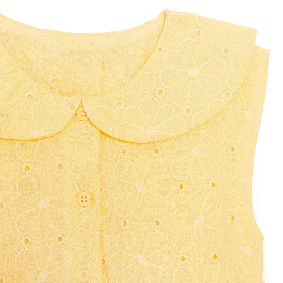 HelloBaby Girls Dress Buttoned Ditsy Flower Peter Pan Collar Short Sleeve - Yellow - Image 5
