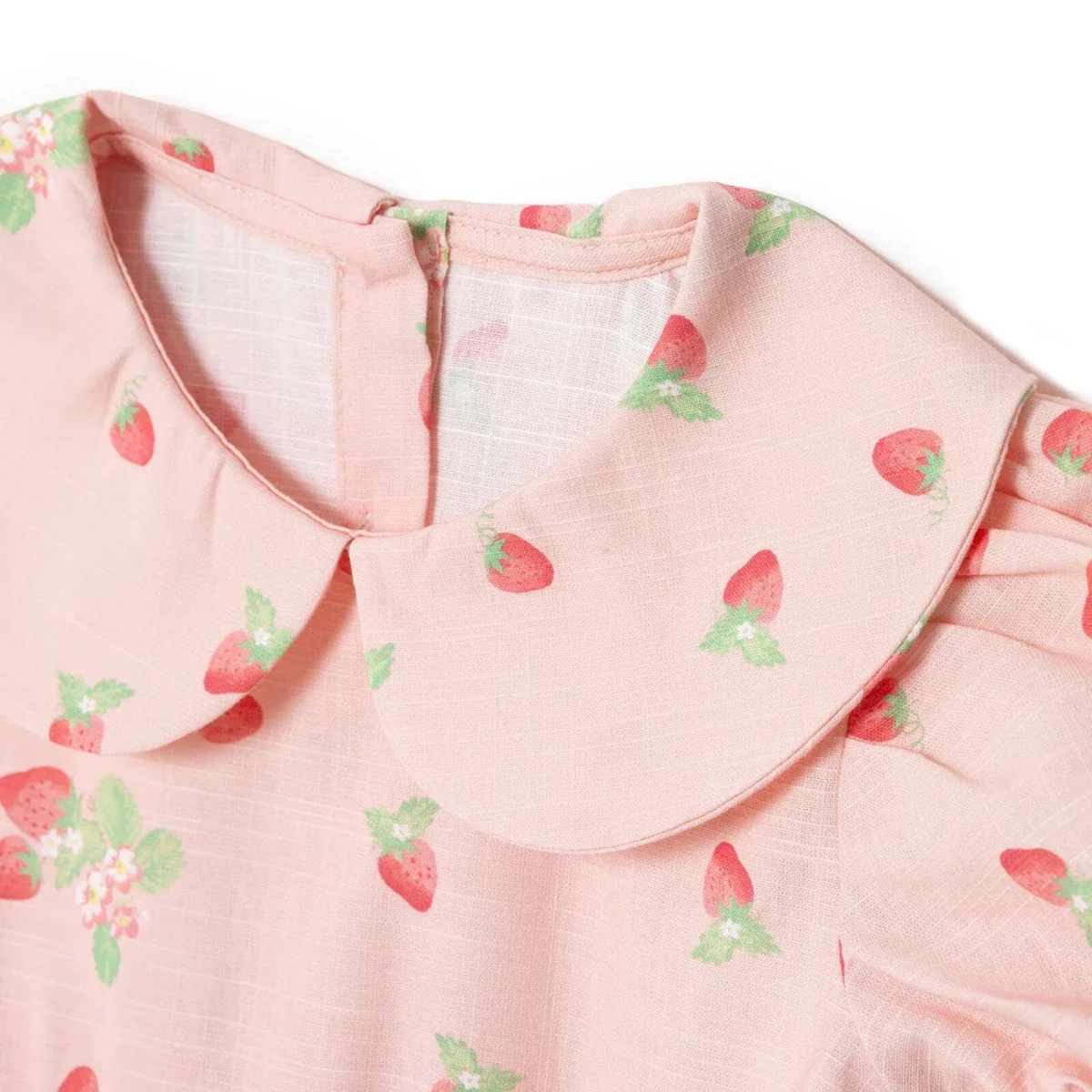 HelloBaby Girls Dress Cherry Print Buttoned Berry Belle Peter Pan Collar Short Sleeve - Pink Printed - Image 3
