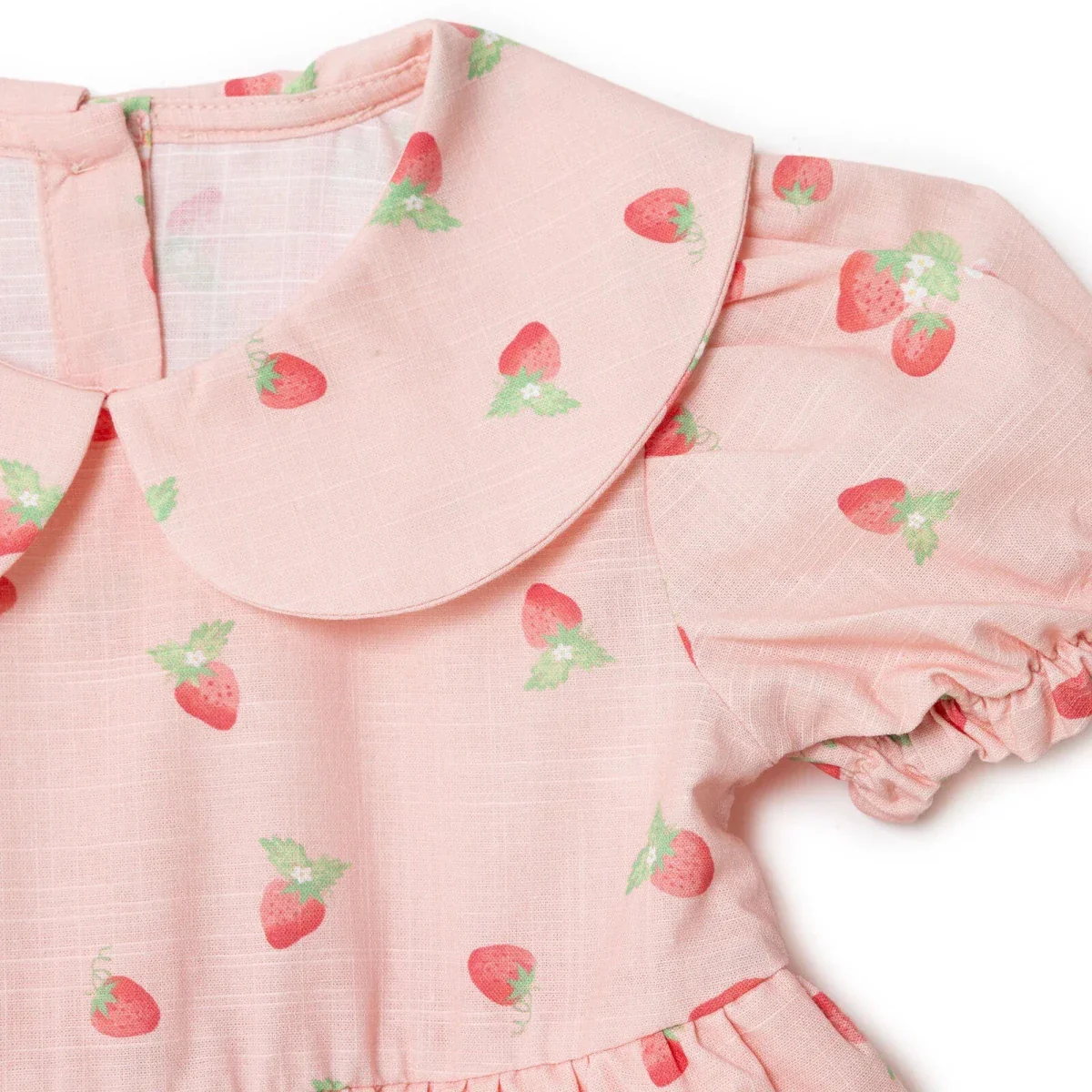 HelloBaby Girls Dress Cherry Print Buttoned Berry Belle Peter Pan Collar Short Sleeve - Pink Printed - Image 4