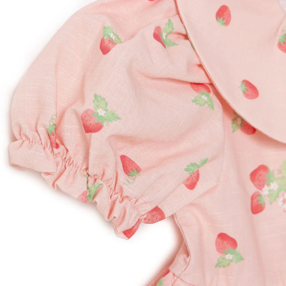 HelloBaby Girls Dress Cherry Print Buttoned Berry Belle Peter Pan Collar Short Sleeve - Pink Printed - Image 7