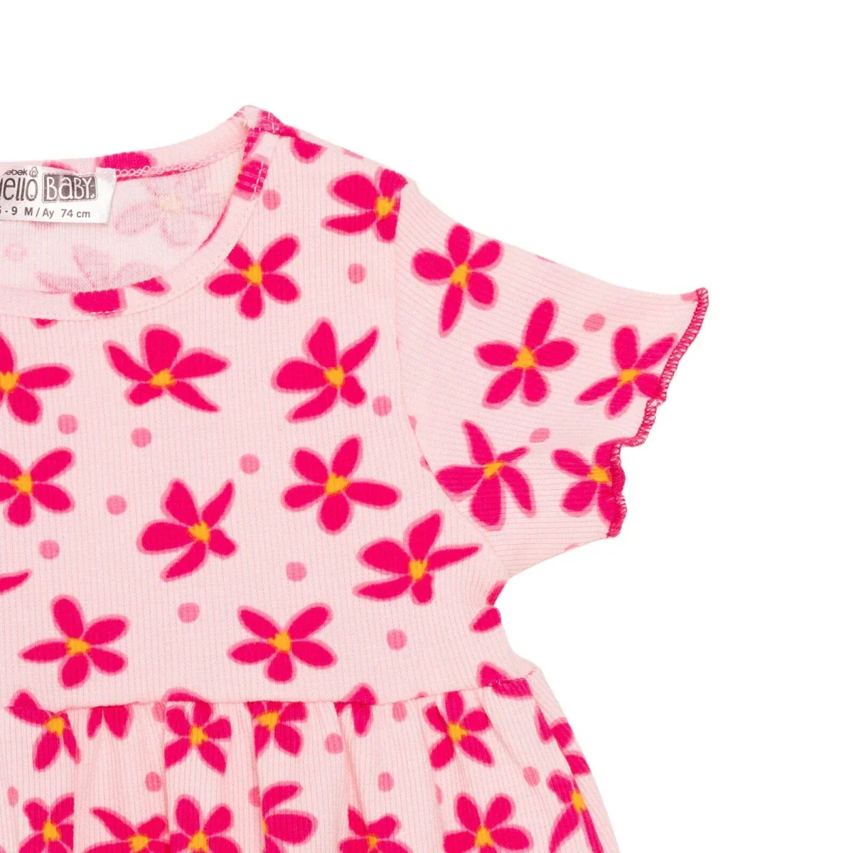 HelloBaby Girls Dress Floral Print Short Sleeve - Pink Printed - Image 7