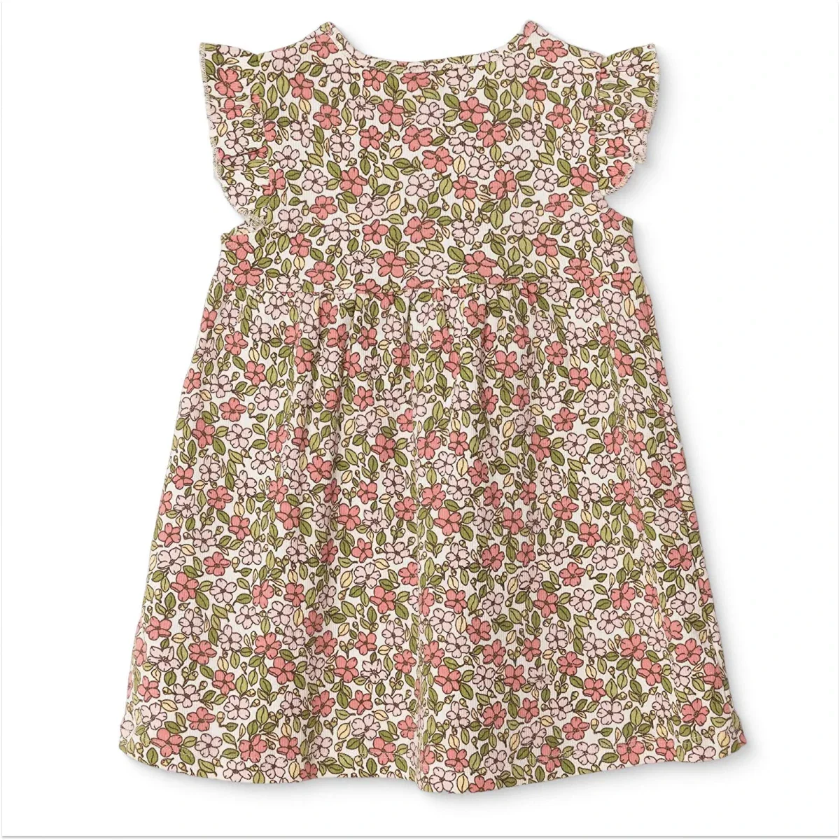 HelloBaby Girls Dress Floral Print Rib Knit - Ecru Printed - Image 2