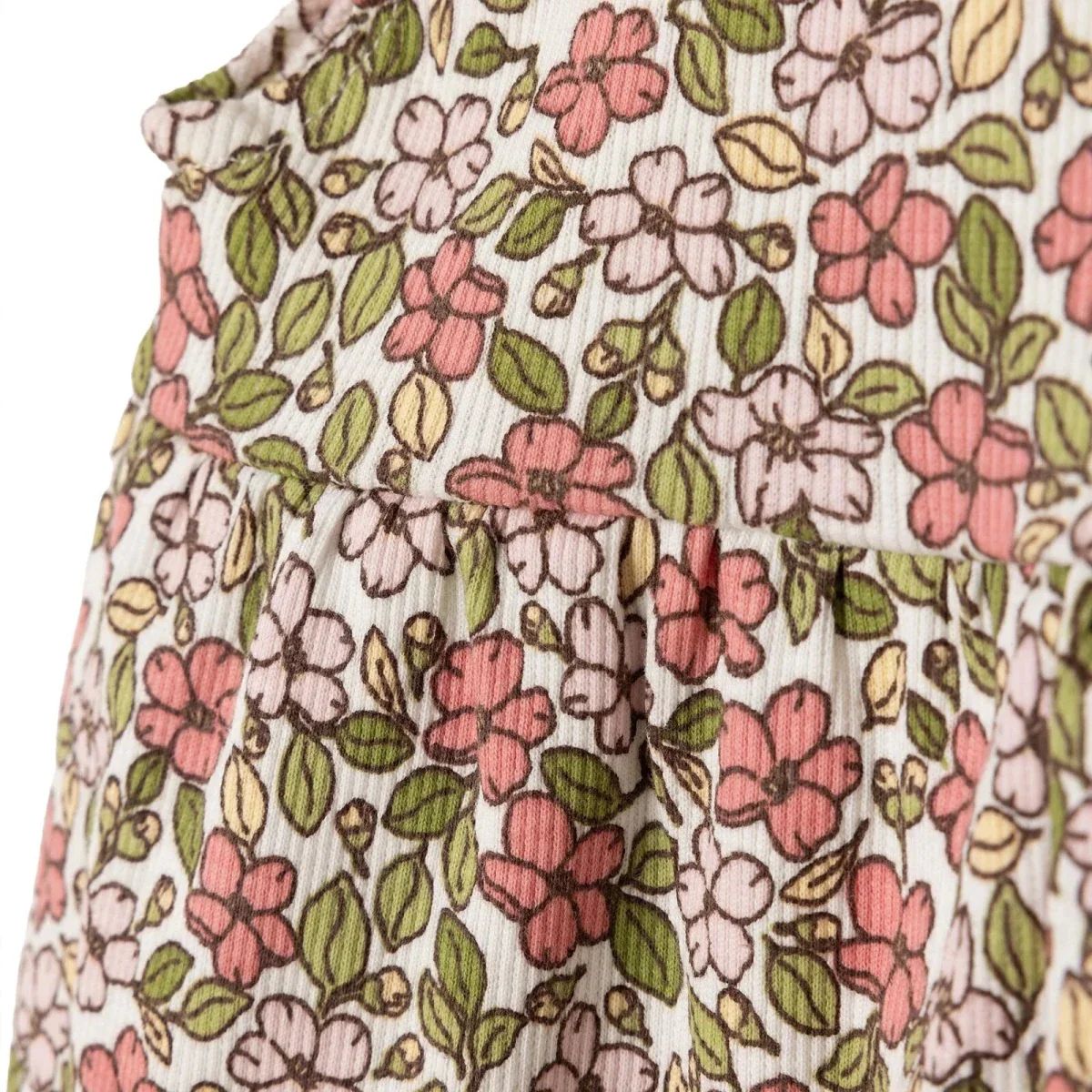 HelloBaby Girls Dress Floral Print Rib Knit - Ecru Printed - Image 5