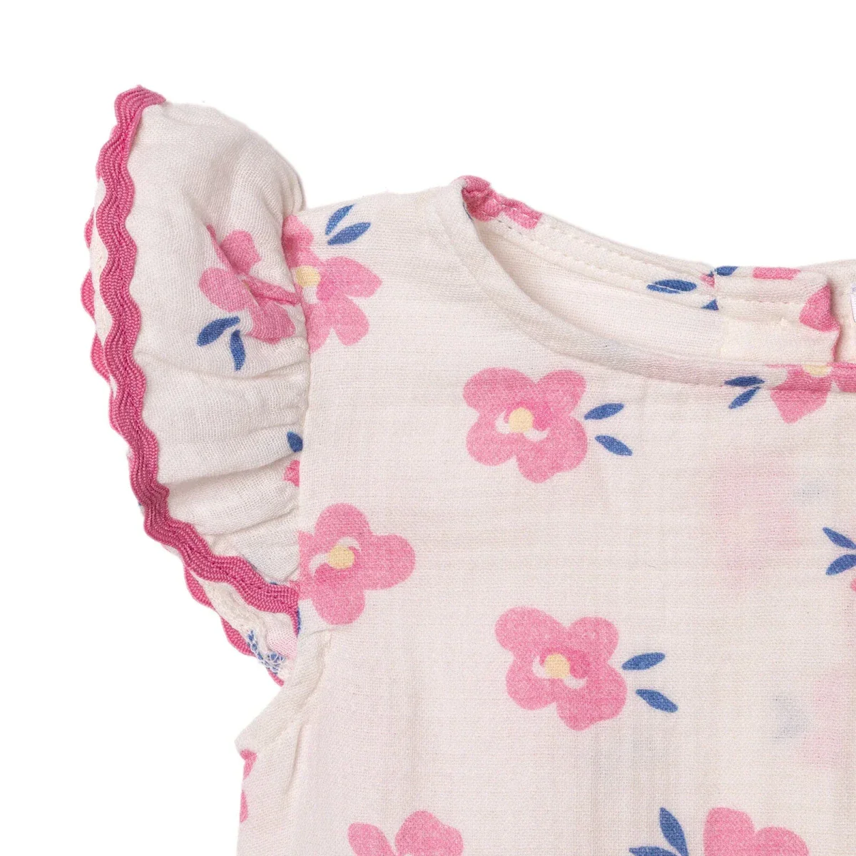 HelloBaby Girls Dress Floral Print Ditsy Flower Crew Neck Short Sleeve - Ecru Printed - Image 4