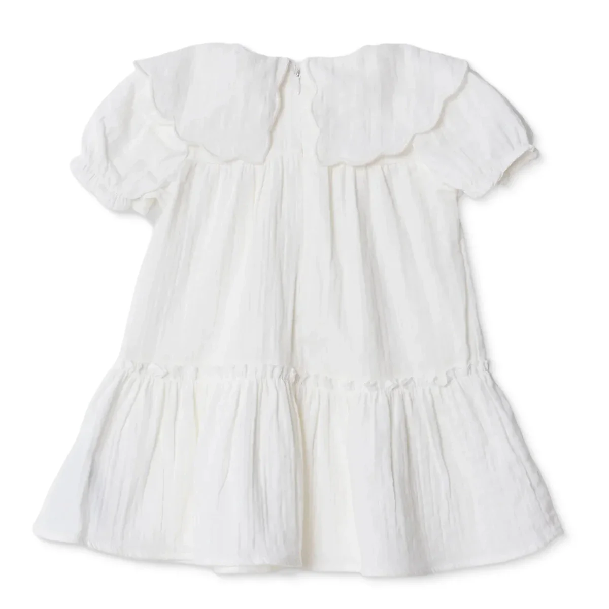 HelloBaby Girls Dress Floral Print Flower Garden Crew Neck Short Sleeve - Ecru - Image 2