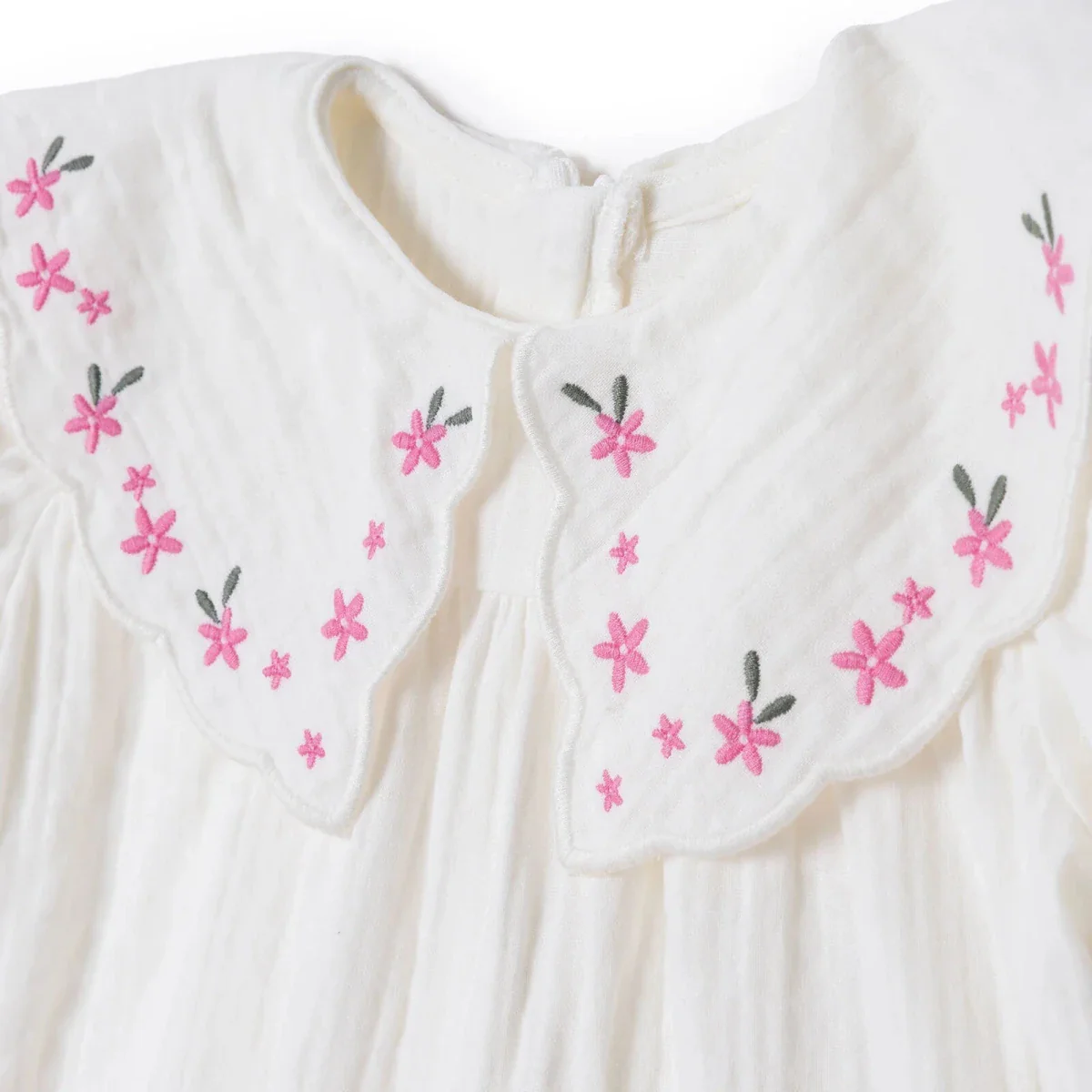 HelloBaby Girls Dress Floral Print Flower Garden Crew Neck Short Sleeve - Ecru - Image 3