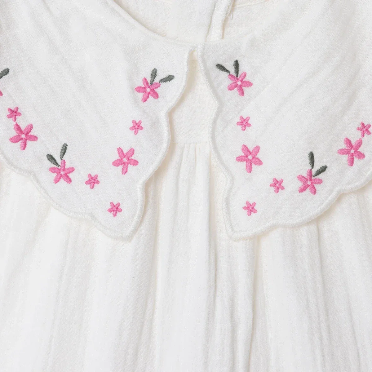 HelloBaby Girls Dress Floral Print Flower Garden Crew Neck Short Sleeve - Ecru - Image 4
