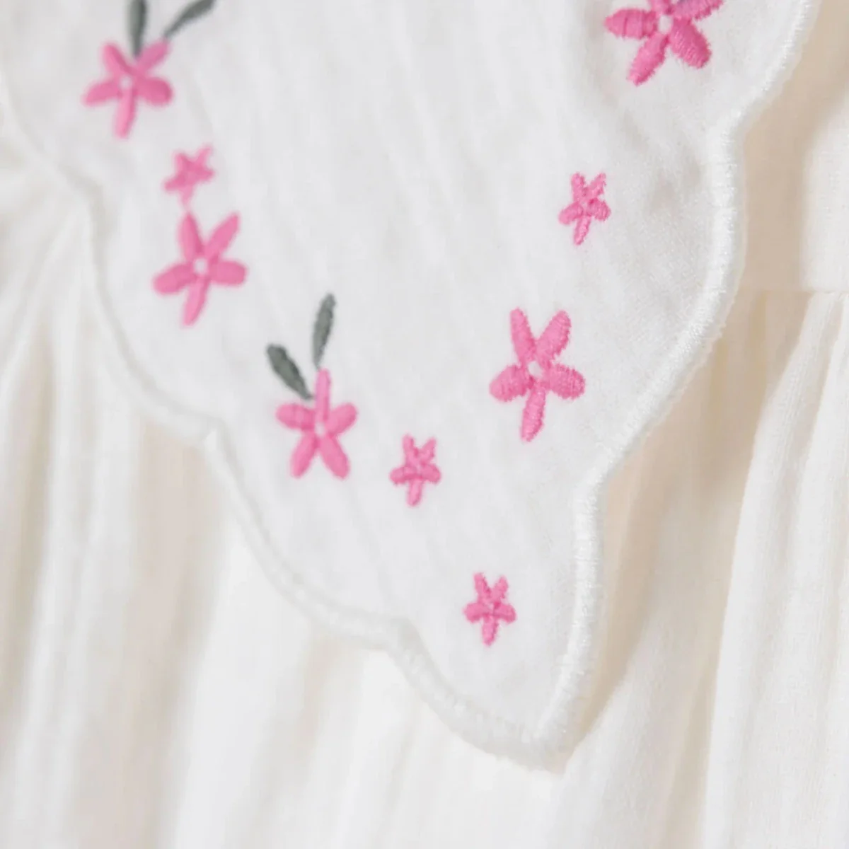 HelloBaby Girls Dress Floral Print Flower Garden Crew Neck Short Sleeve - Ecru - Image 5