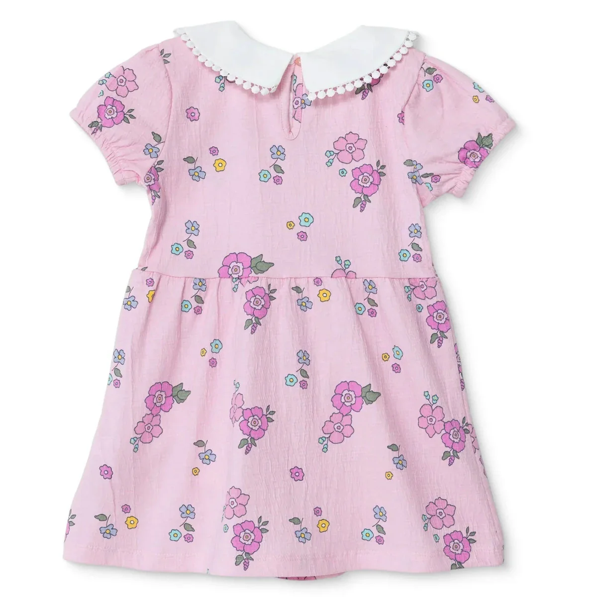 HelloBaby Girls Dress Floral Print Flower Garden Shirt Collar Short Sleeve - Pink Printed - Image 2