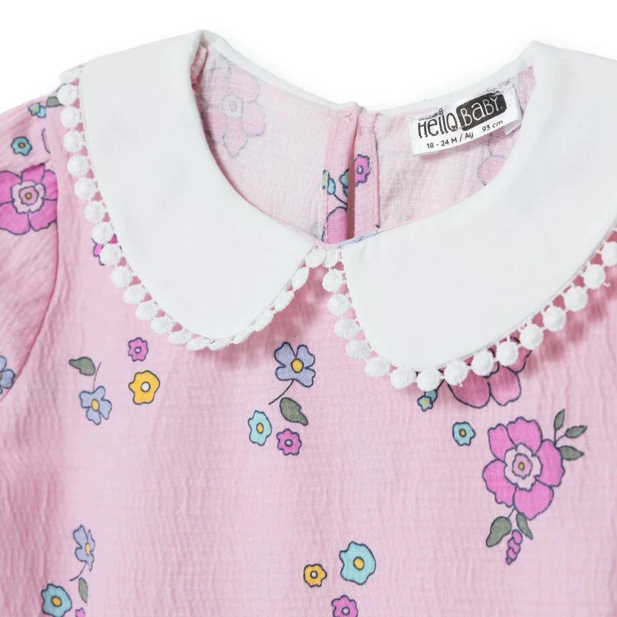 HelloBaby Girls Dress Floral Print Flower Garden Shirt Collar Short Sleeve - Pink Printed - Image 3