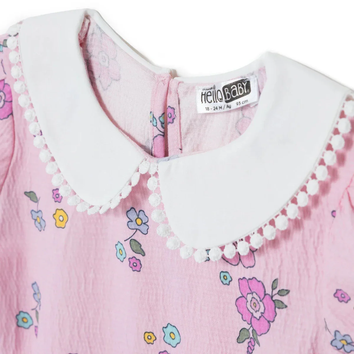 HelloBaby Girls Dress Floral Print Flower Garden Shirt Collar Short Sleeve - Pink Printed - Image 6