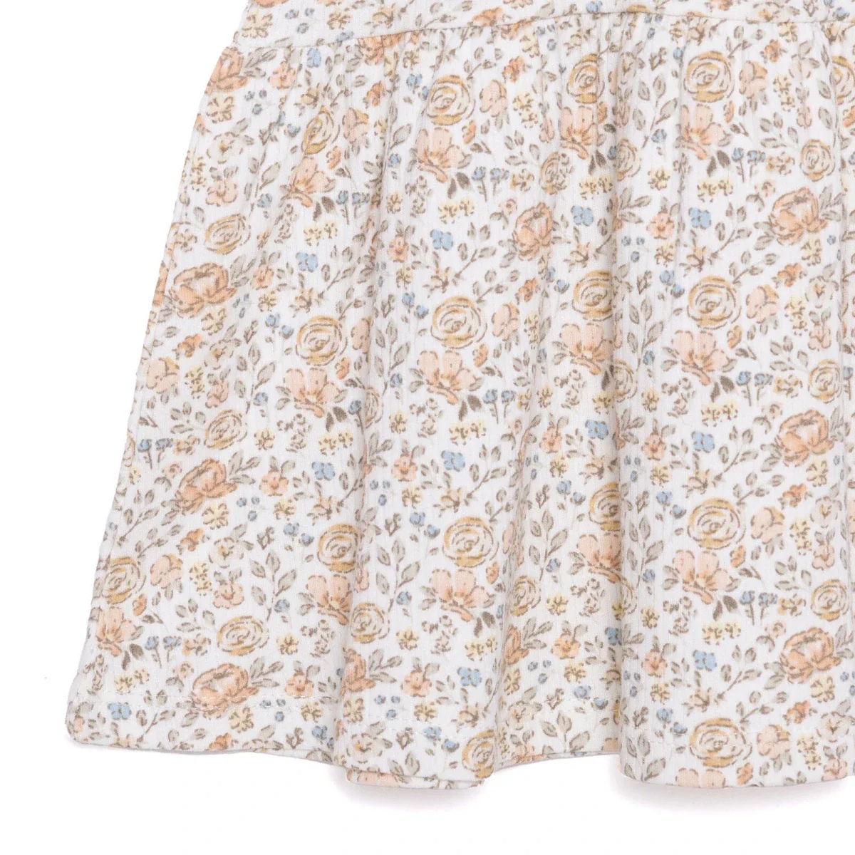 HelloBaby Girls Dress Flower with Poppers Crew Neck Short Short Sleeve - Ecru Printed - Image 4