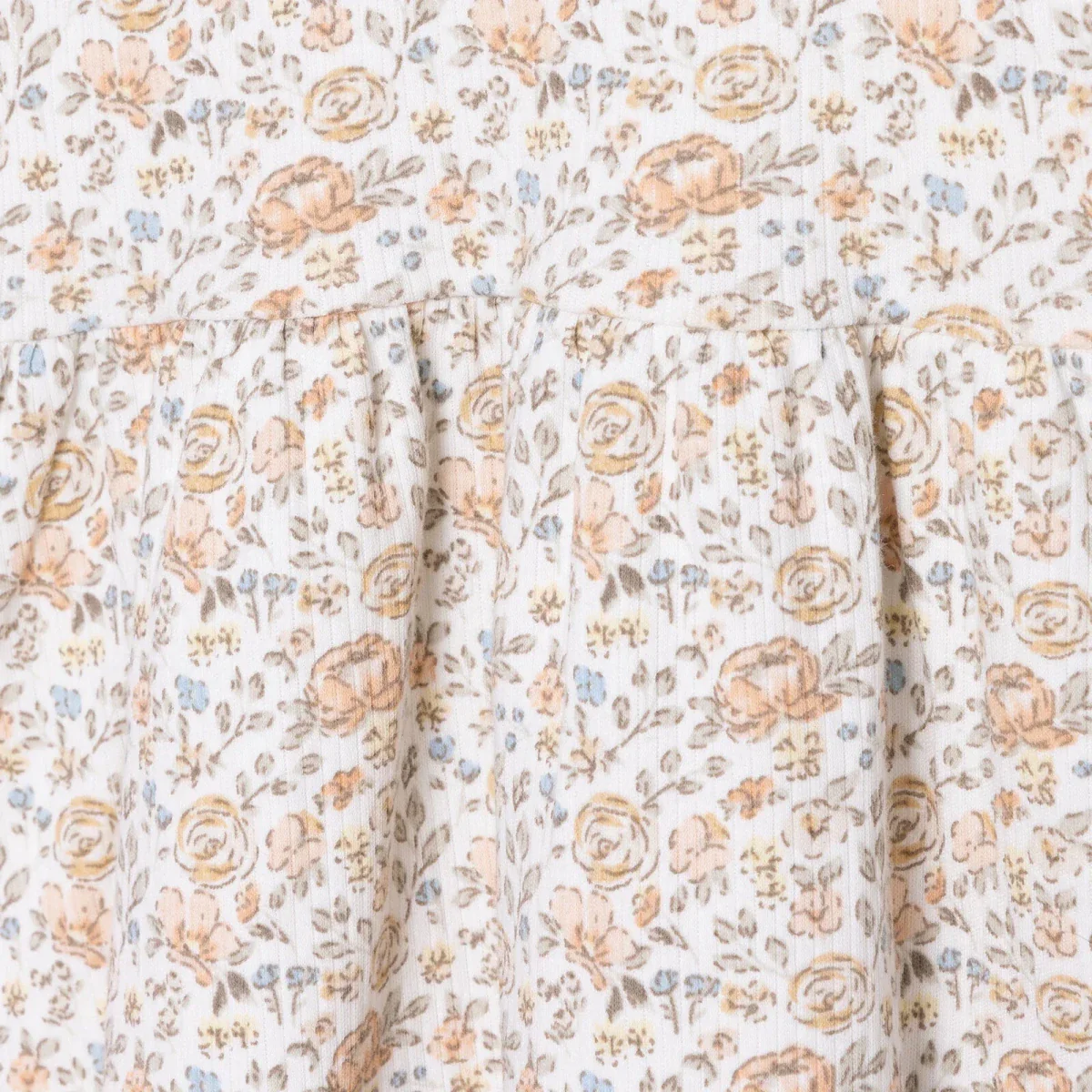 HelloBaby Girls Dress Flower with Poppers Crew Neck Short Short Sleeve - Ecru Printed - Image 5