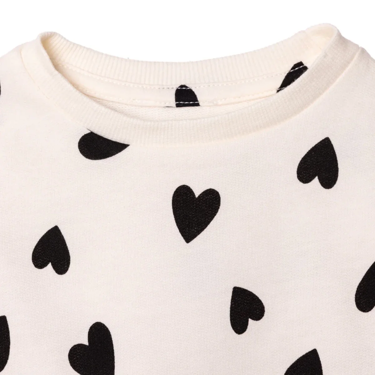 HelloBaby Girls Dress Heart Crew Neck Long Sleeve - Ecru Printed - Image 5