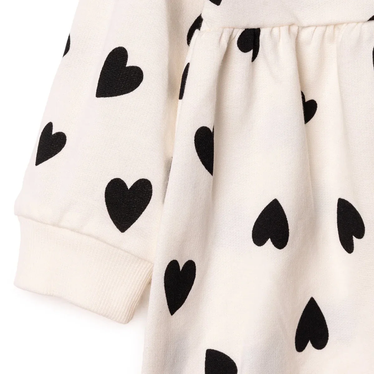 HelloBaby Girls Dress Heart Crew Neck Long Sleeve - Ecru Printed - Image 6