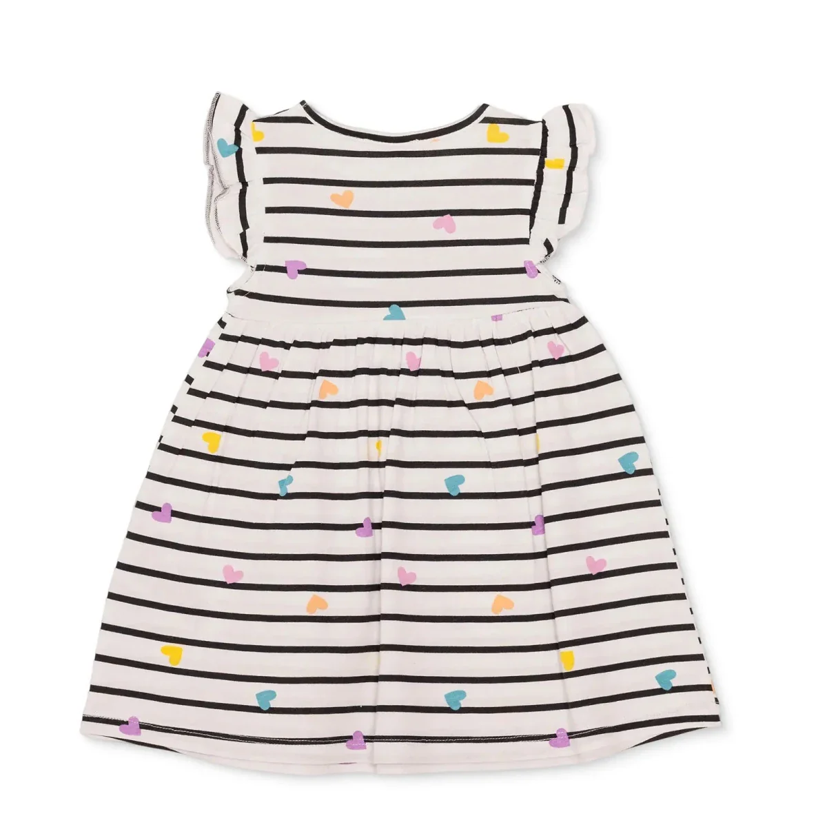 HelloBaby Girls Dress Heart Print Short Sleeve - Ecru Printed - Image 2