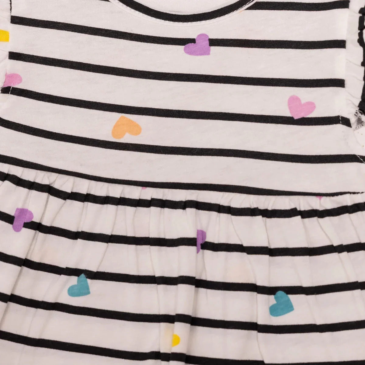 HelloBaby Girls Dress Heart Print Short Sleeve - Ecru Printed - Image 7