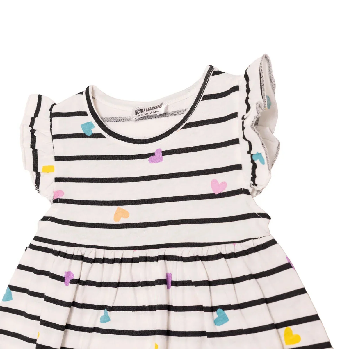 HelloBaby Girls Dress Heart Print Short Sleeve - Ecru Printed - Image 8