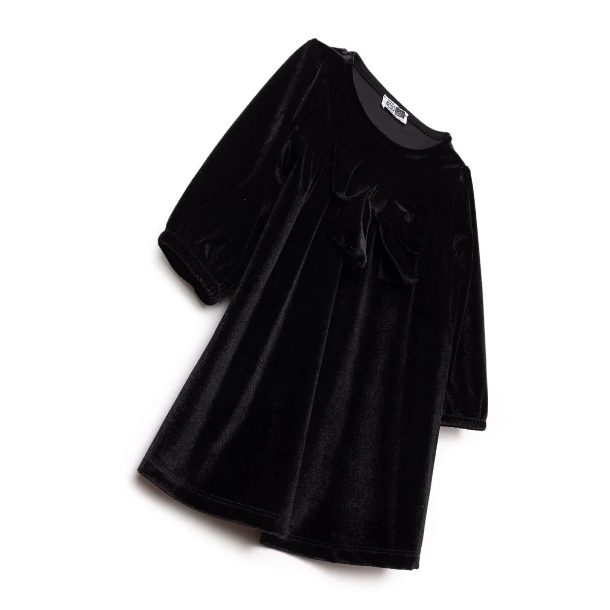 HelloBaby Girls Dress with Buttons Chic Crew Neck Short Sleeve - Black - Image 3