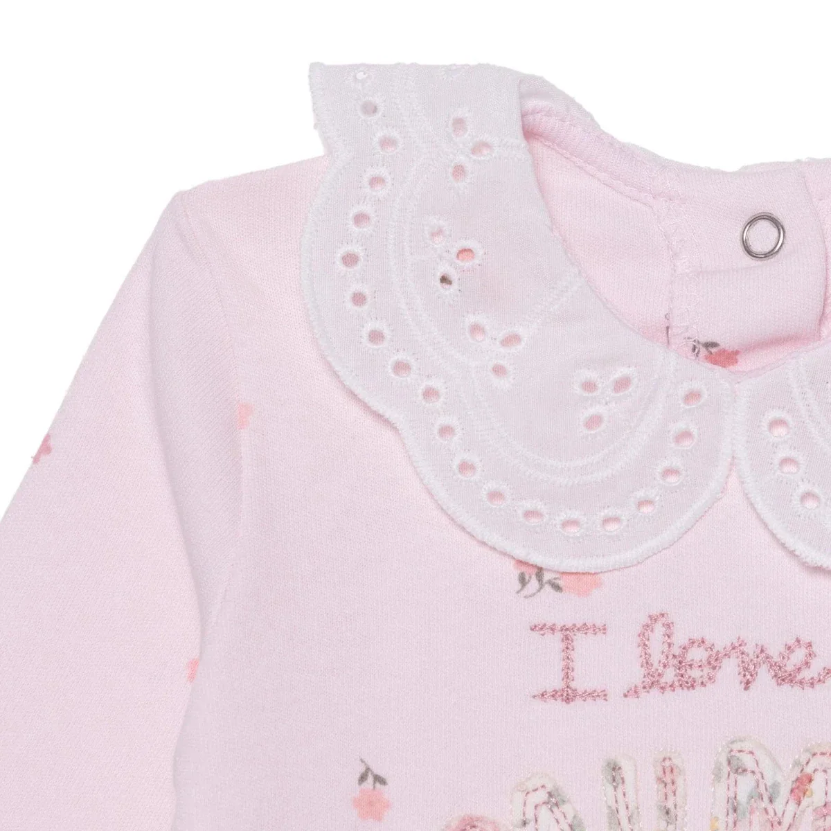 HelloBaby Girls Footed Romper Flower Dantel Yaka - Pink - Image 3
